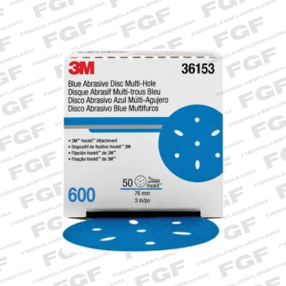 3M 3" 600 Grit Multi Hole Hookit Blue Abrasive Disc