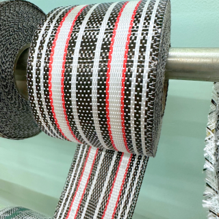 3.1" UNI DIRECTIONAL CARBON POLY RAIL TAPE - RED STRIPE #6403