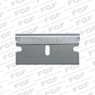 Close-up image of a set of sharp, stainless steel razor blades arranged neatly on a white background, showcasing their precision and durability. The blades have clean edges, designed for fine cuts in fiberglass or other materials